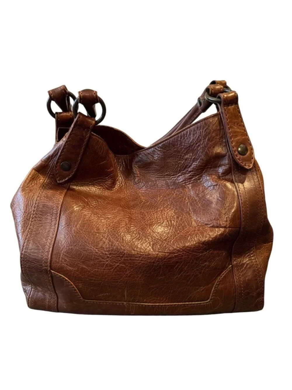 Frye Brown Leather Hobo Bag • Melissa Style • Distressed Buttery Soft • Slouchy - Picture 6 of 10